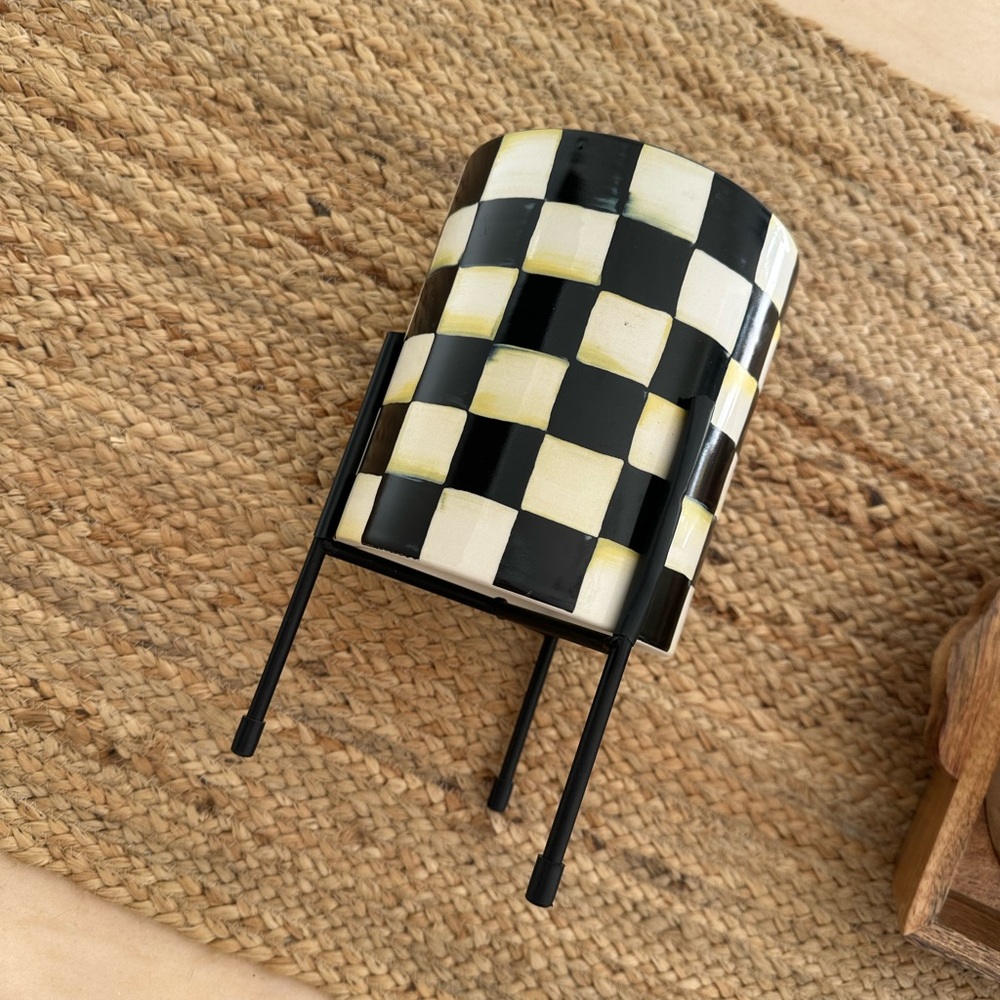 MacKenzie-Childs Black and White Checkered Vase